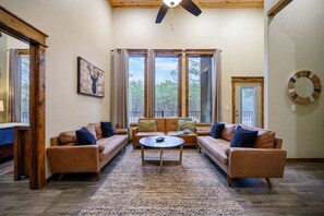 TV, fireplace, offices