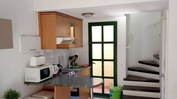 Fridge, microwave, oven, electric kettle