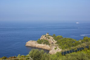 A coastal landscape with a rocky outcrop surrounded by greenery and the sea. - Villa Blue Capri in Massa Lubrense (Massa Lubrense)