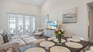 Townhome, Multiple Beds, Patio, Garden View (Milos Haven) | Living area | 42-inch flat-screen TV with digital channels