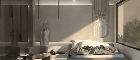 Suíte luxo, 2 quartos, sauna seca | 2 quartos, roupas de cama premium, cofres nos quartos