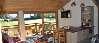 LE CHALET DU PIC :PRIVATE SPA.mountain views and Mt Blanc.near Les Gets and Samoens.