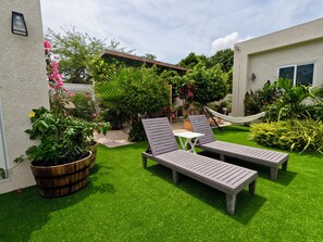 Terrace/patio - Your Island Home, 2 BR and 3 BTHR, Sunny Pool, Jacuzzi, BBQ Area & Nature (Noord)