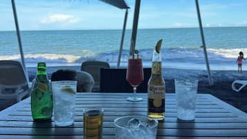 Sun-loungers, beach towels