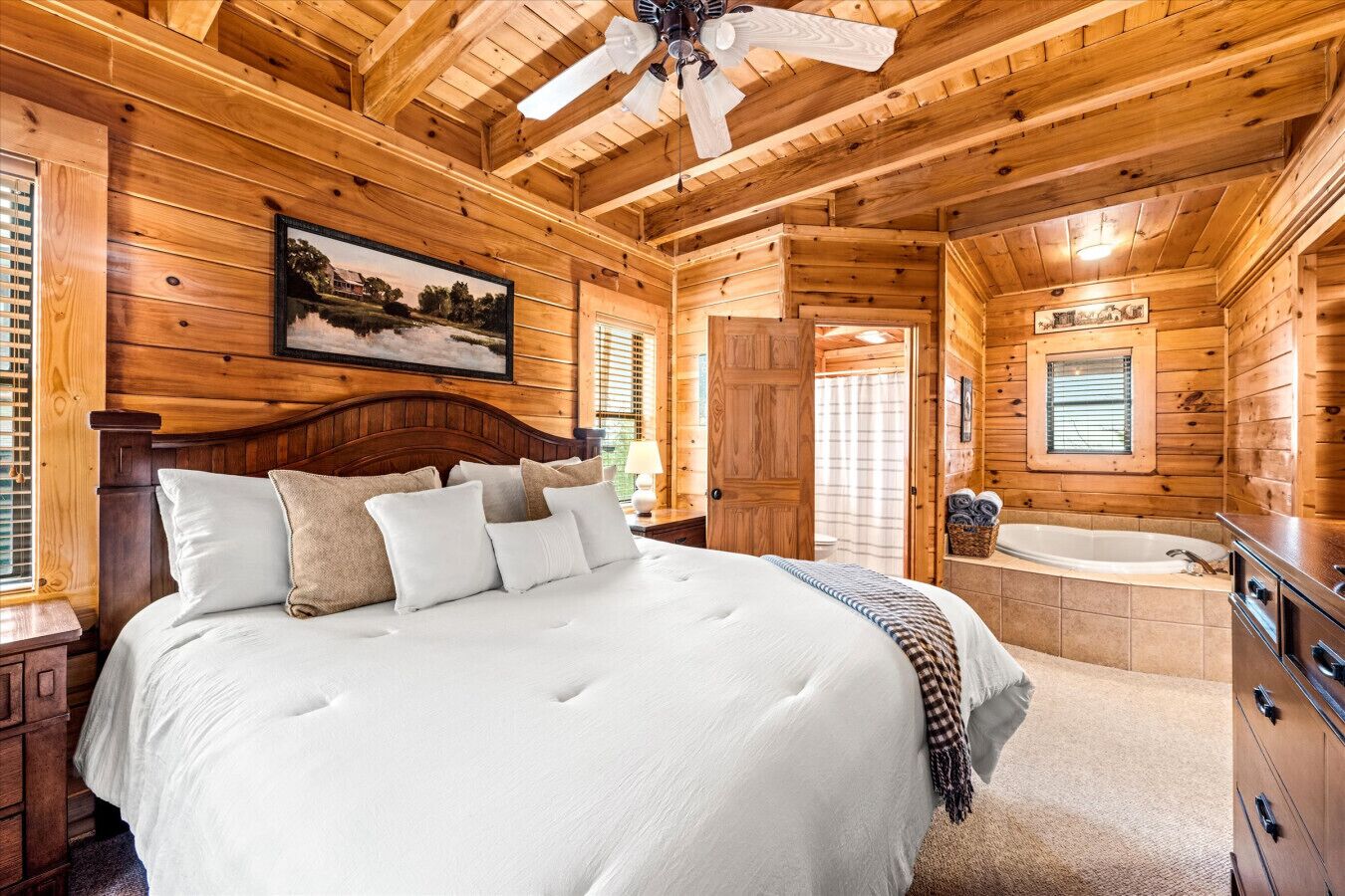 Sink into the plush bedding, surrounded by thoughtful details that make this cozy retreat feel like a luxurious getaway!