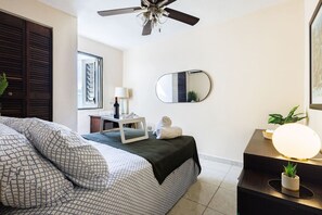 2 bedrooms, desk, iron/ironing board, travel cot