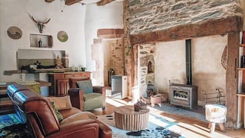 Fireplace, ping pong, books, printers