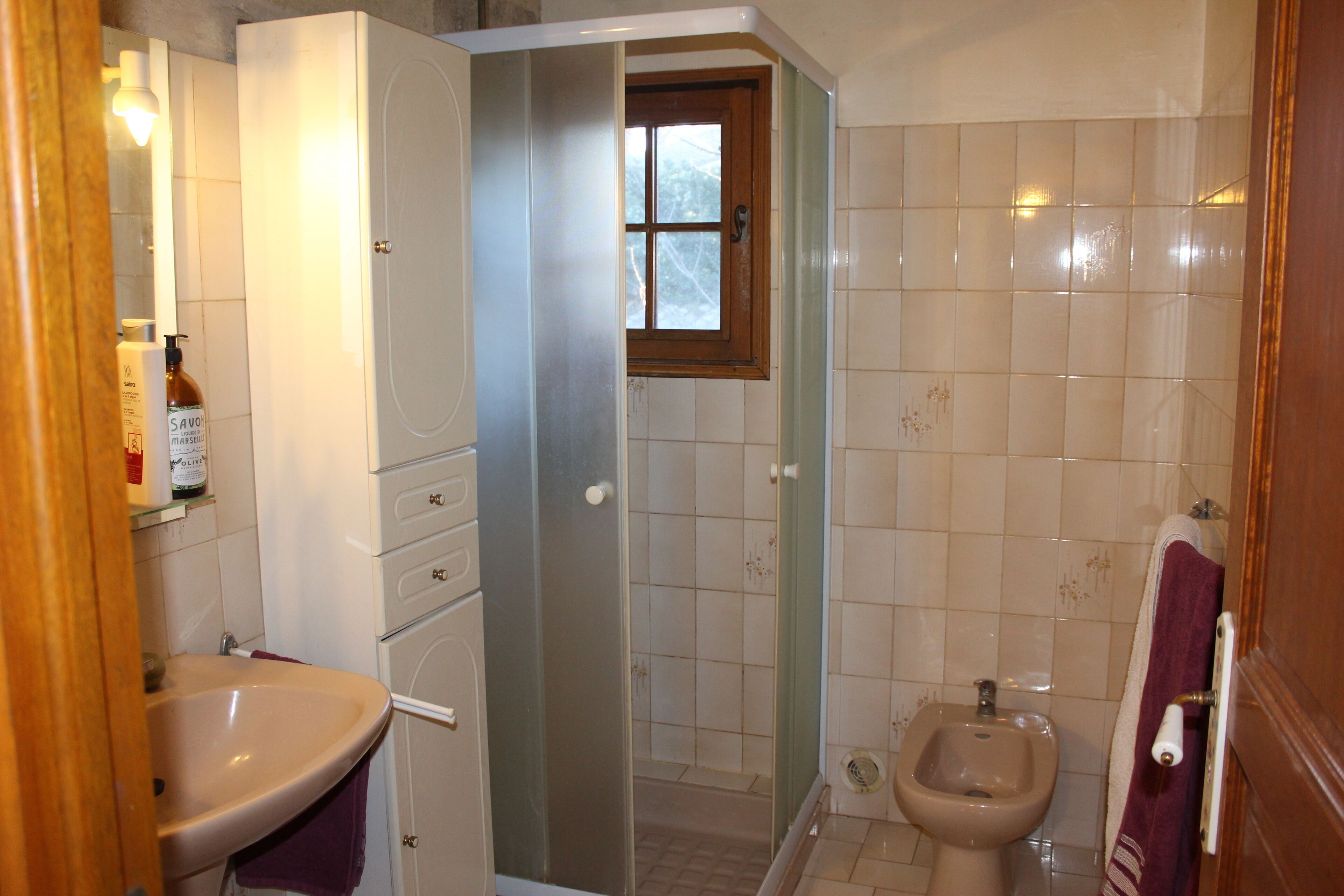 Secador de pelo, toallas, jabón y papel higiénico