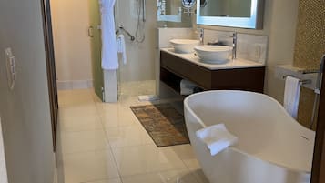 Hair dryer, bidet, towels, soap