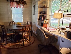 Dining - Charming 1-bedroom, wood ceiling adobe cottage in Fresno, WiFi, AC, fitness room (Fresno)