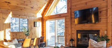 Smart TV, fireplace, video games