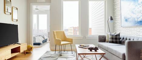 Apartment, 2 Bedrooms, 2 Bathrooms | Living area | 50-inch flat-screen TV with digital channels, streaming services