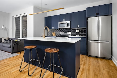 Fridge, microwave, oven, stovetop. StayCozy at The Frankford