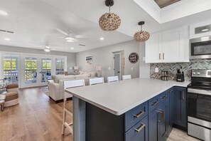 Fridge, microwave, oven, stovetop - Beautiful 4-bedroom beach home with dock on private island. (Placida)