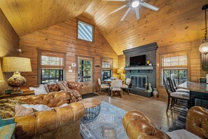 Smart TV, fireplace, computer monitors