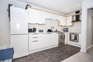 Fridge, microwave, oven, toaster