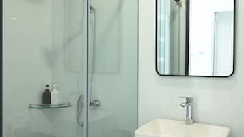 Shower, free toiletries, hair dryer, slippers