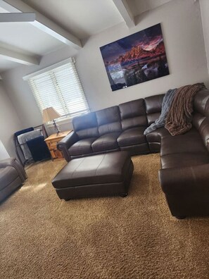 Televisie, een open haard en een tafeltennistafel