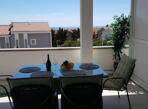 Apartment (One-Bedroom Sea View Apartment) | Terrace/patio - Apartments Sun Dance With Heated Pool (Novalja)