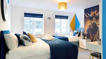 1 bedroom, desk, iron/ironing board, travel cot