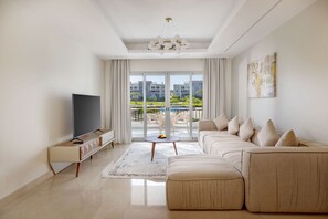 Luxury Apartment, Non Smoking, City View | Living area | Netflix, streaming services