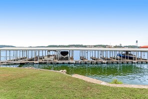 Enjoy serene waterfront views from the dock, perfect for a peaceful retreat or boat exploration.