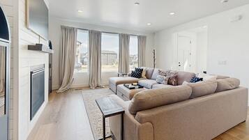 TV, fireplace, video games, books