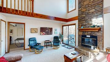 TV, DVD player, ping pong, video library