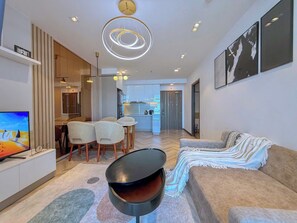Deluxe Apartment, 1 Bedroom, Balcony, Ocean View | Private kitchen | Fridge, microwave, stovetop, electric kettle