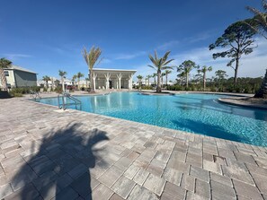 Outdoor pool, a heated pool - Coastal Dreamer-Family Friendly, 2 Kitchens, Golf Cart Included, Close to Beach (Port St. Joe)