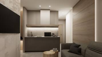Studio, Balcony | Living area | 43-inch Smart TV with digital channels