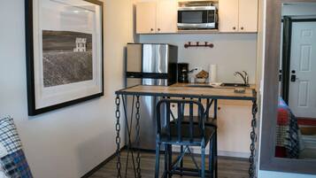 Fridge, microwave, coffee/tea maker