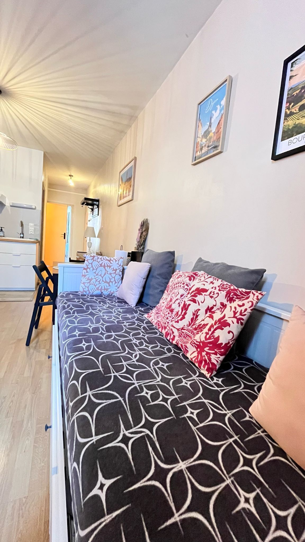 1 bedroom, desk, iron/ironing board, travel crib