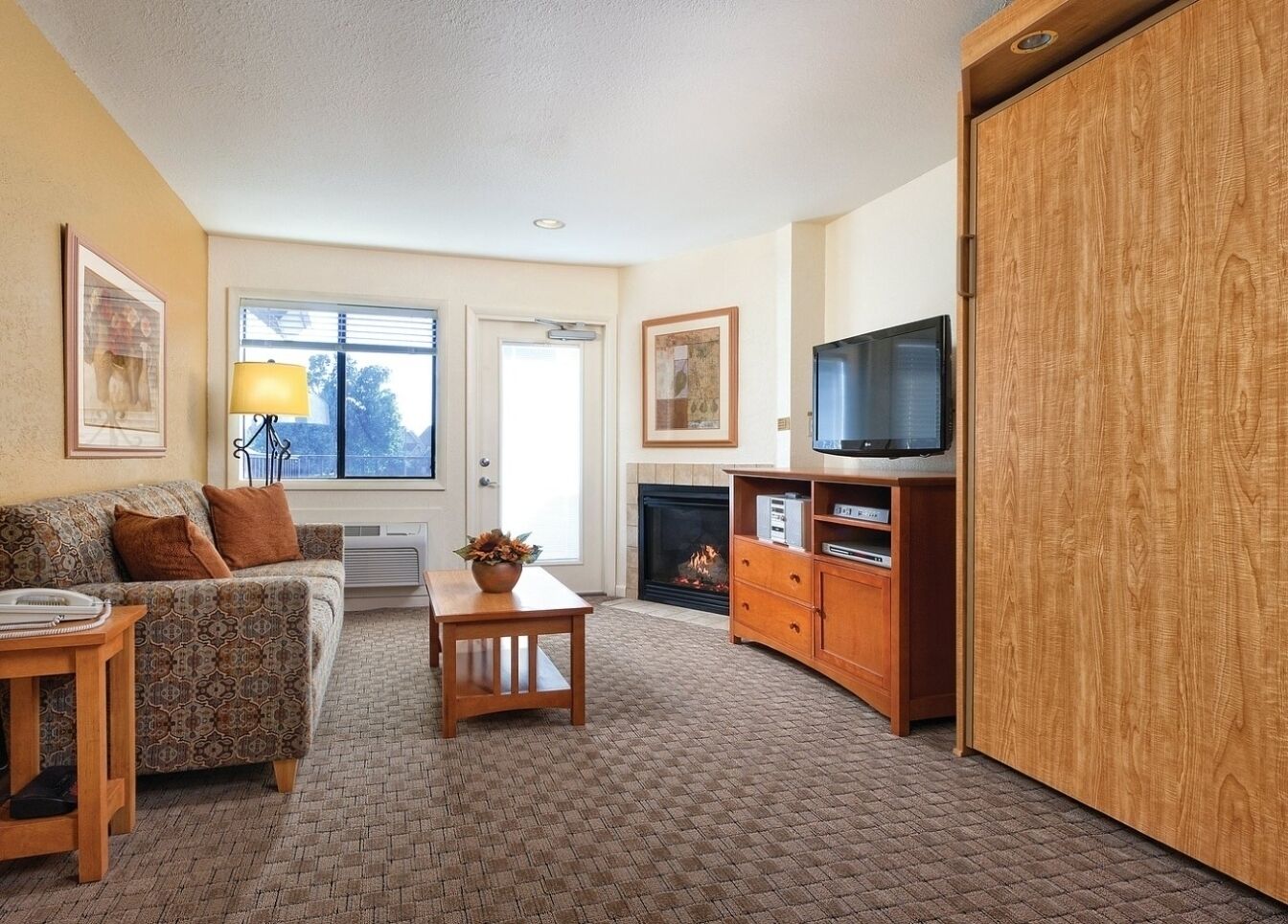 TV, fireplace, DVD player, foosball