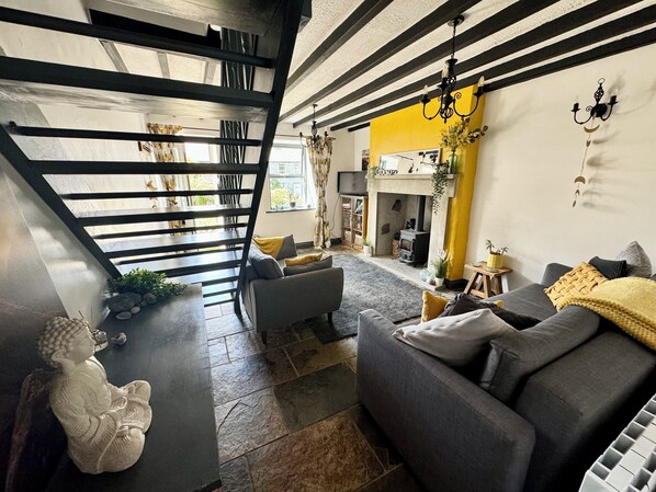 Smart-tv en een open haard