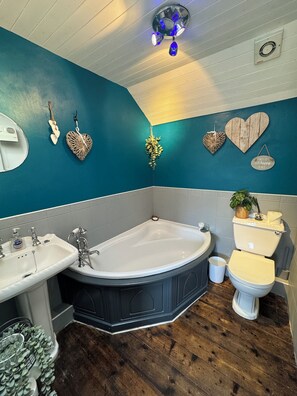 Shower, hair dryer, towels, soap - Mynydd a Mor, Mountains and Sea, Llyn Peninsula, North Wales cottage. (Trefor)