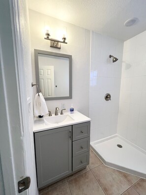 Shower, hair dryer, towels, soap - Charming 2-bedroom with WiFi and AC in Englewood (Englewood)