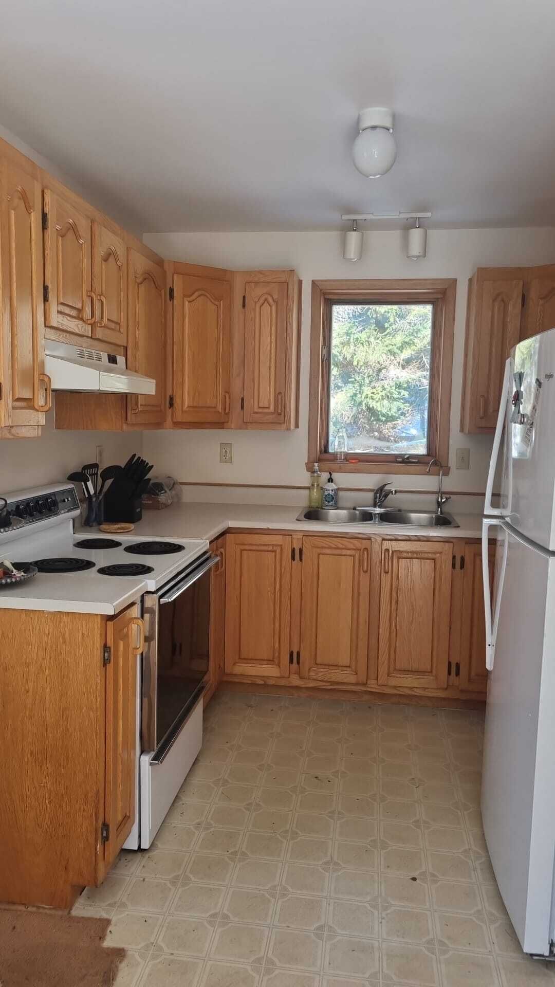 Fridge, oven, stovetop, coffee/tea maker