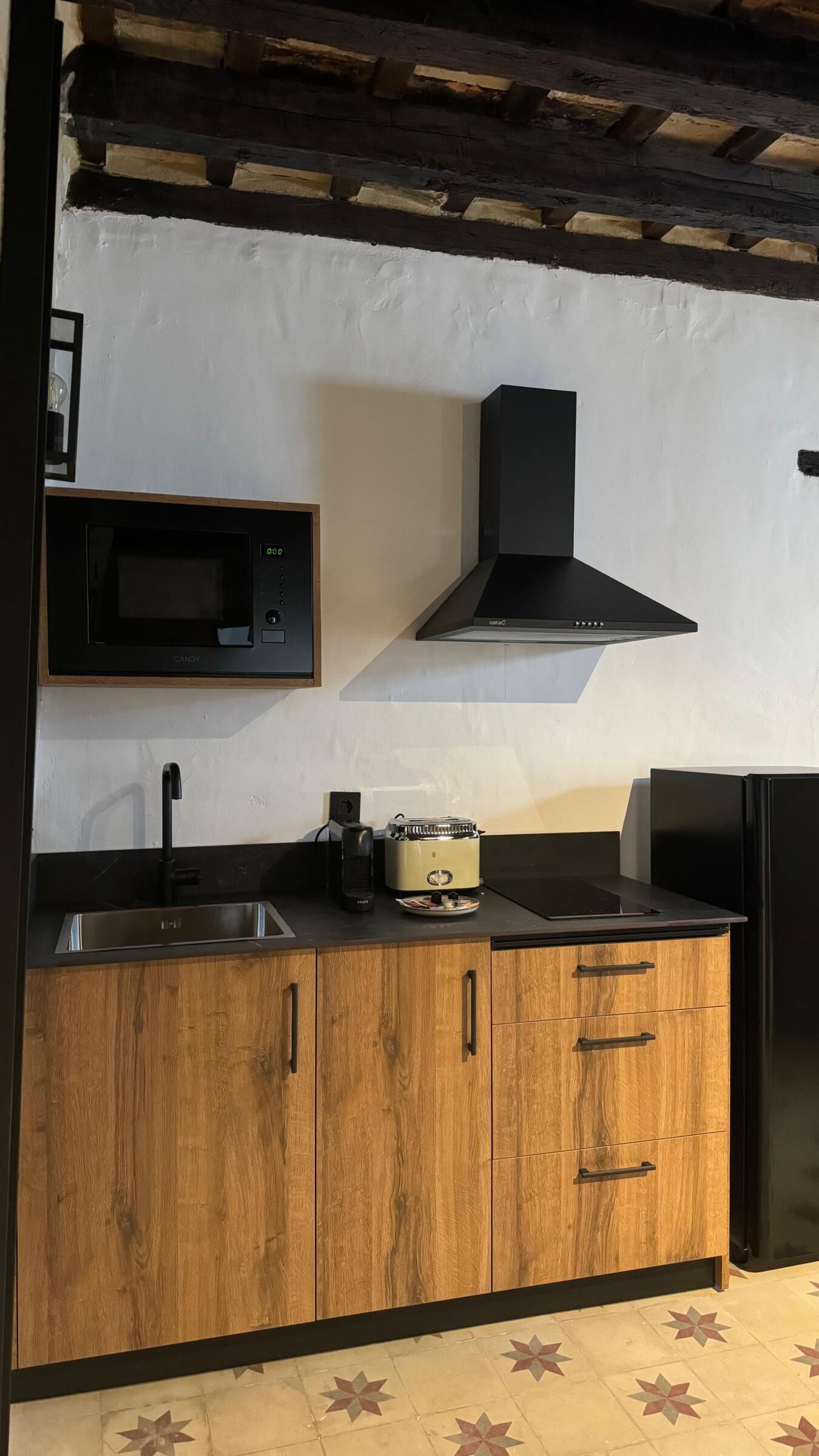 Microwave, stovetop, coffee/tea maker, toaster