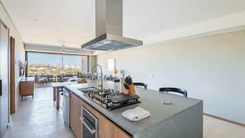 Fridge, oven, stovetop, dishwasher