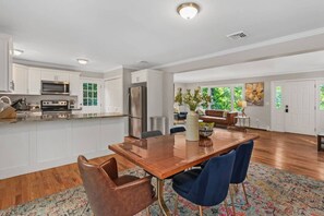 Fridge, microwave, coffee/tea maker, toaster