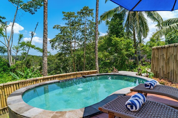 Outdoor pool, pool umbrellas, pool loungers - Villa Kuma Ubud (Tegallalang)