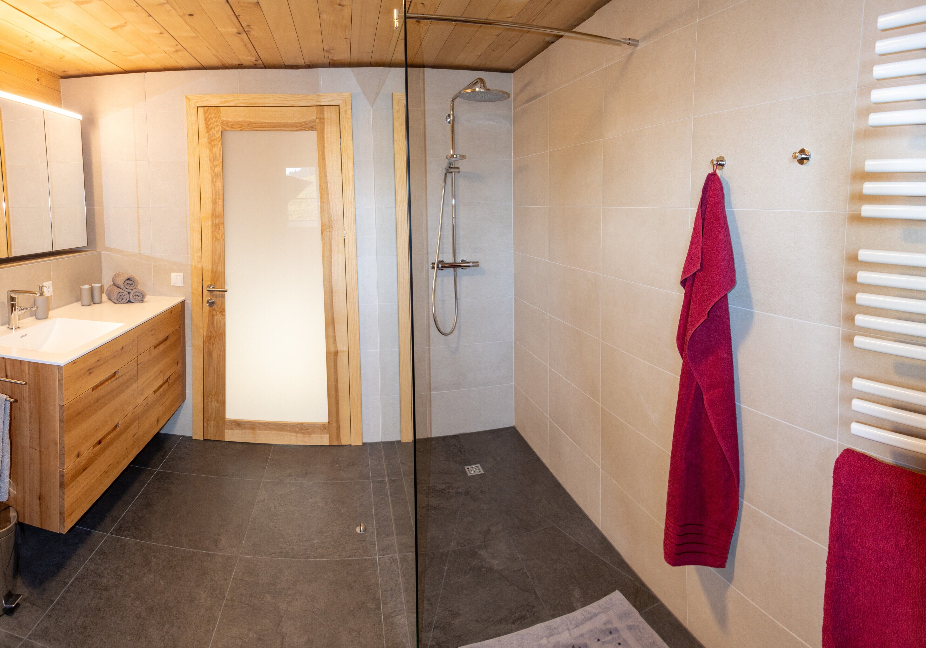 Dusche, Haartrockner, Handtücher