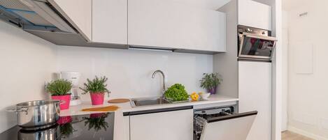Fridge, microwave, stovetop, dishwasher