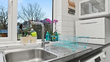 Fridge, microwave, oven, electric kettle