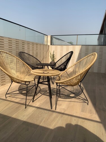 Tastefully furnished Deluxe two bedrooms shortlet apartment with balcony .