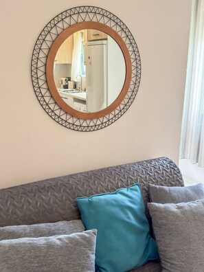 Basic Apartment, 1 Queen Bed with Sofa bed, Balcony, Beachfront | Living area | Flat-screen TV - Alisahni Home 2 (Chania)