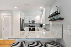 Fridge, microwave, oven, stovetop - Blue Mountain Beach Retreat | Pet-Friendly | Private Pool | 5 Bikes (Santa Rosa Beach)