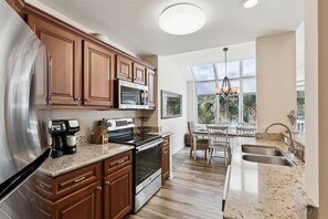 Fridge, microwave, oven, dishwasher