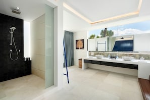 Hair dryer, towels